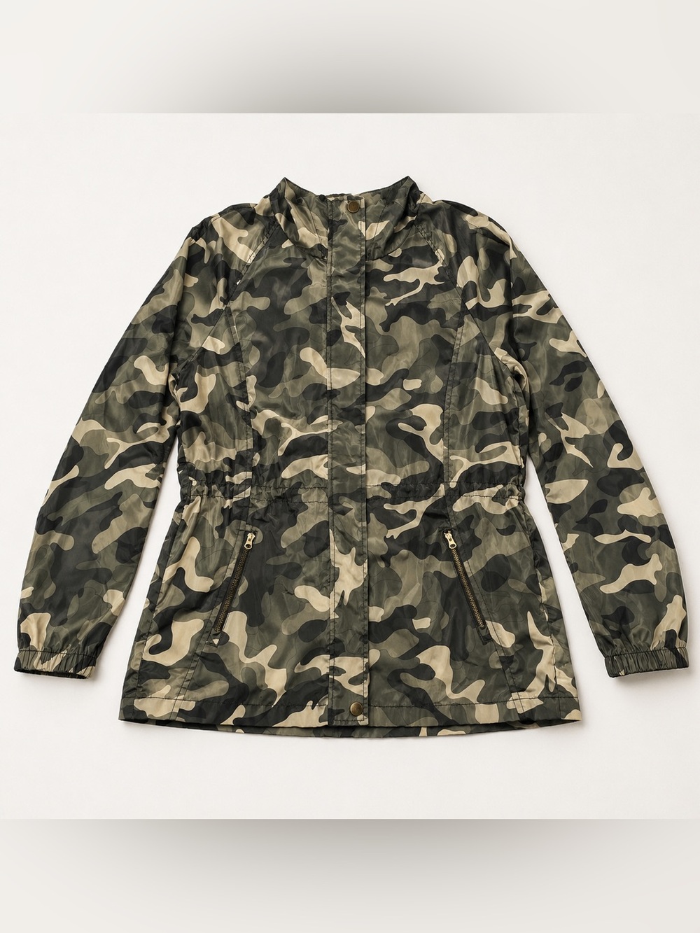 Cisono Camo Utility Jacket Medium Hooded Lightweight Anorak Rain Jacket